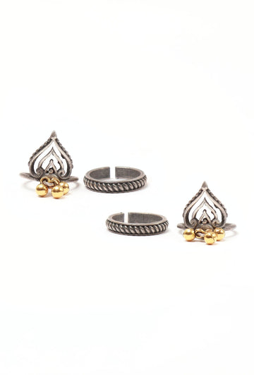 Set of 4: Swara Silver Brass Toering